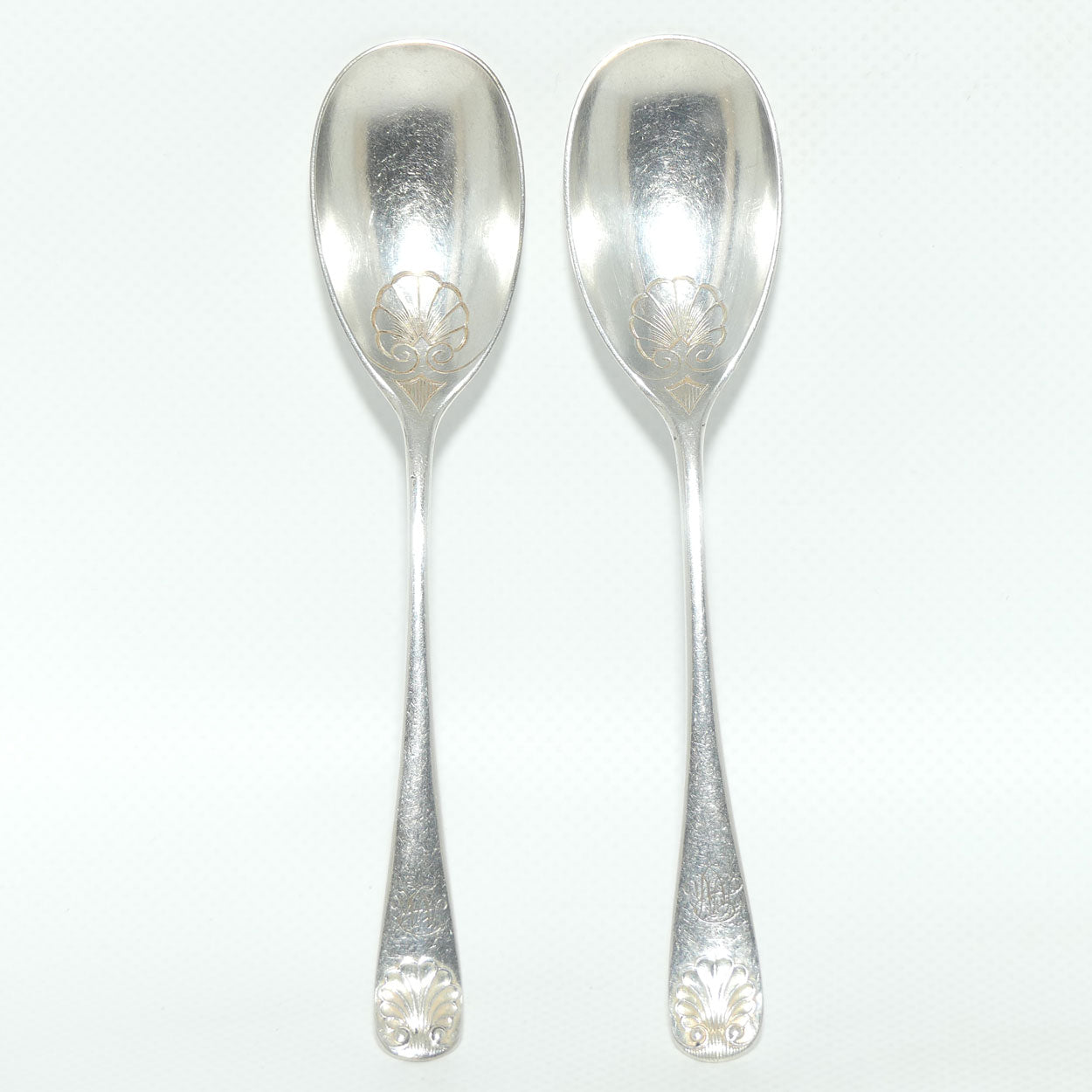 Pair of EP Silver Plated Shell pattern fancy jam spoons