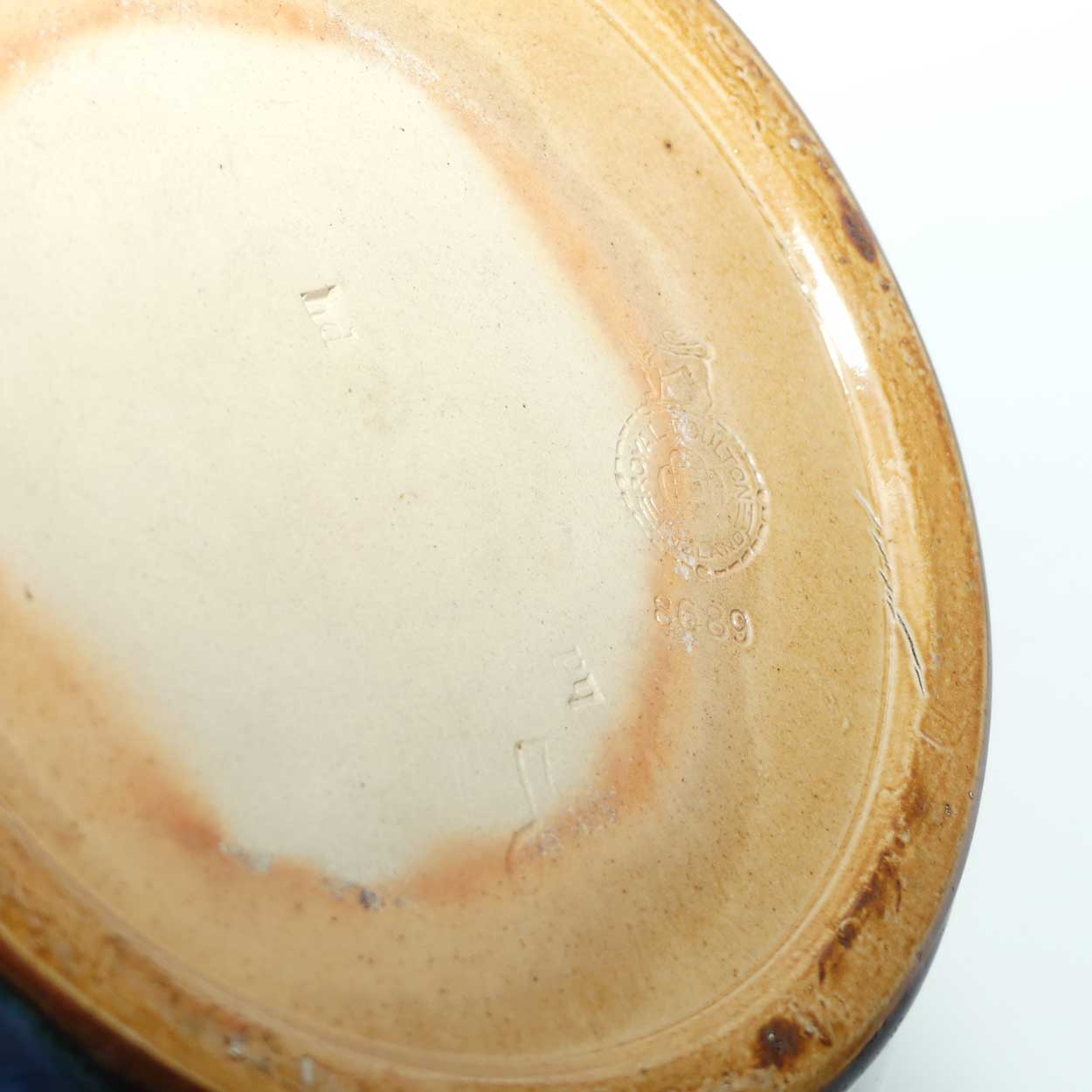 Royal Doulton pair of stoneware Floral border large ball vases by Lily Partington | Blue Ground | 8689