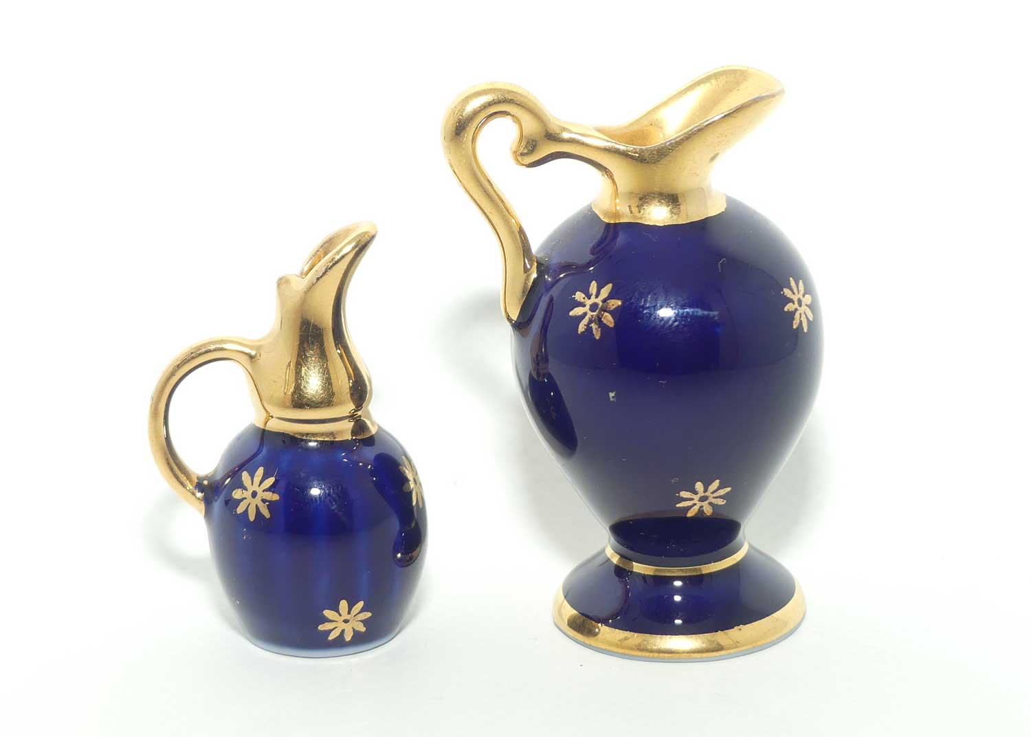 Limoges France collection of 2 miniature ewers | Blue and Gold
