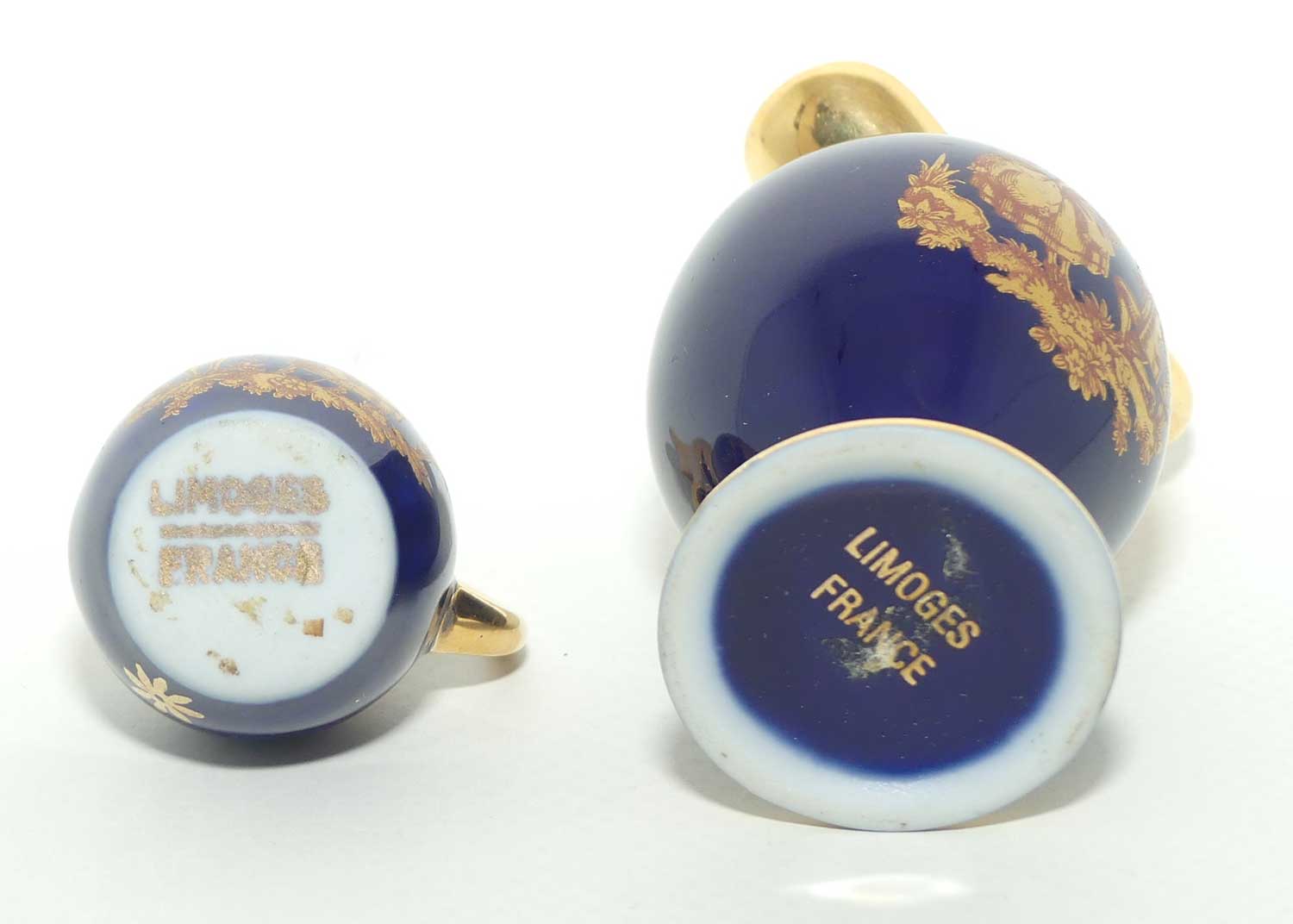 Limoges France collection of 2 miniature ewers | Blue and Gold