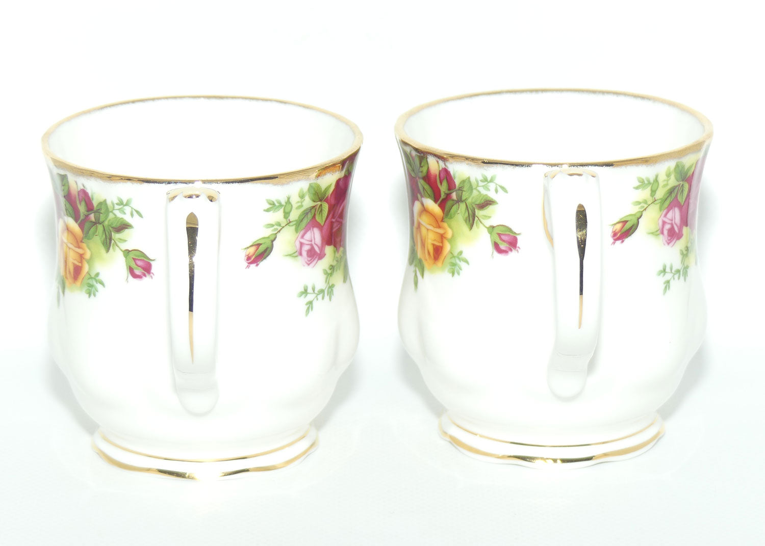 Royal Albert Bone China England Old Country Roses pair of coffee mugs  | Asian |© 1962 Royal Albert Ltd backstamp
