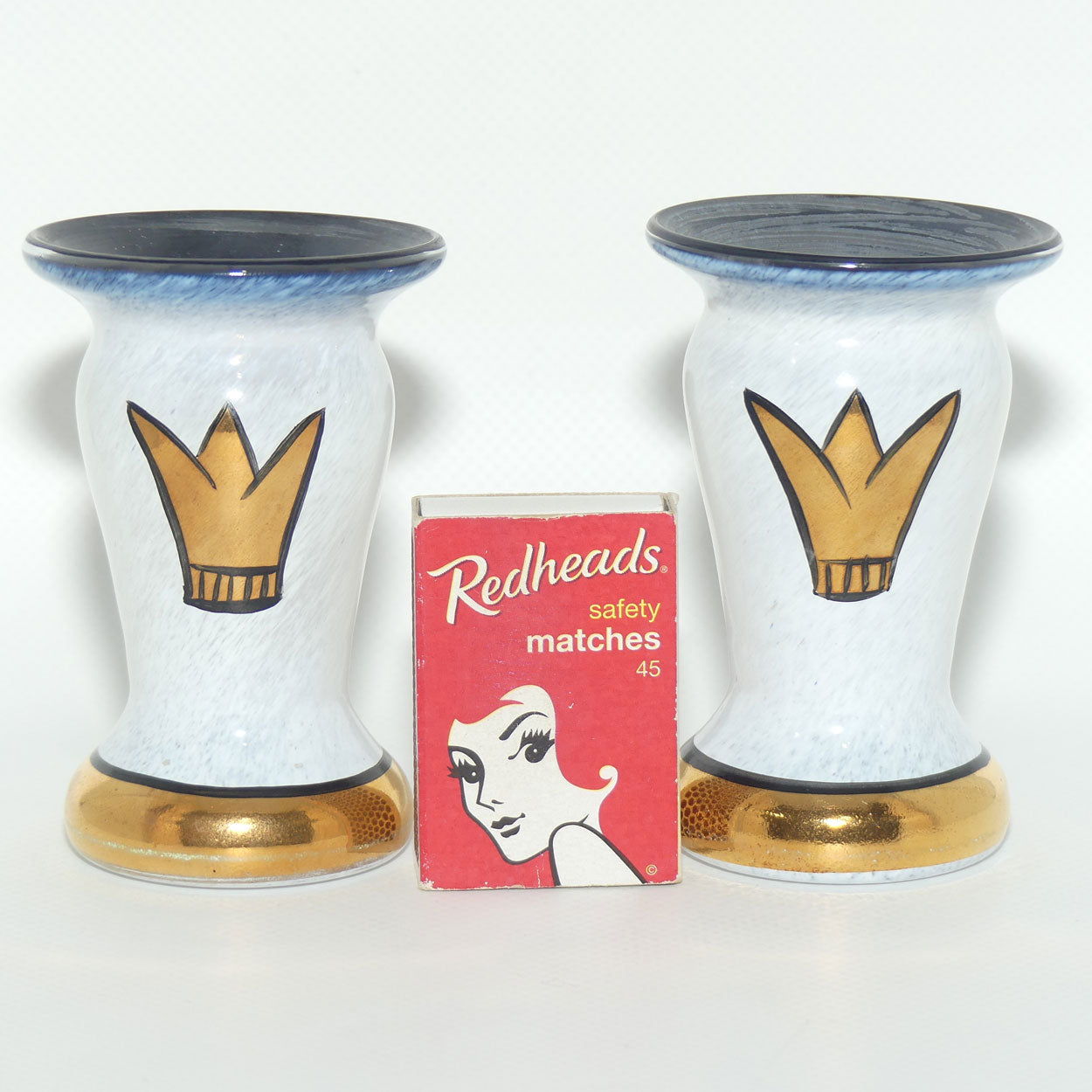 Kosta Boda Sweden Gold Tulip pair of mini vases | signed by Ulrica Hydman-Vallien