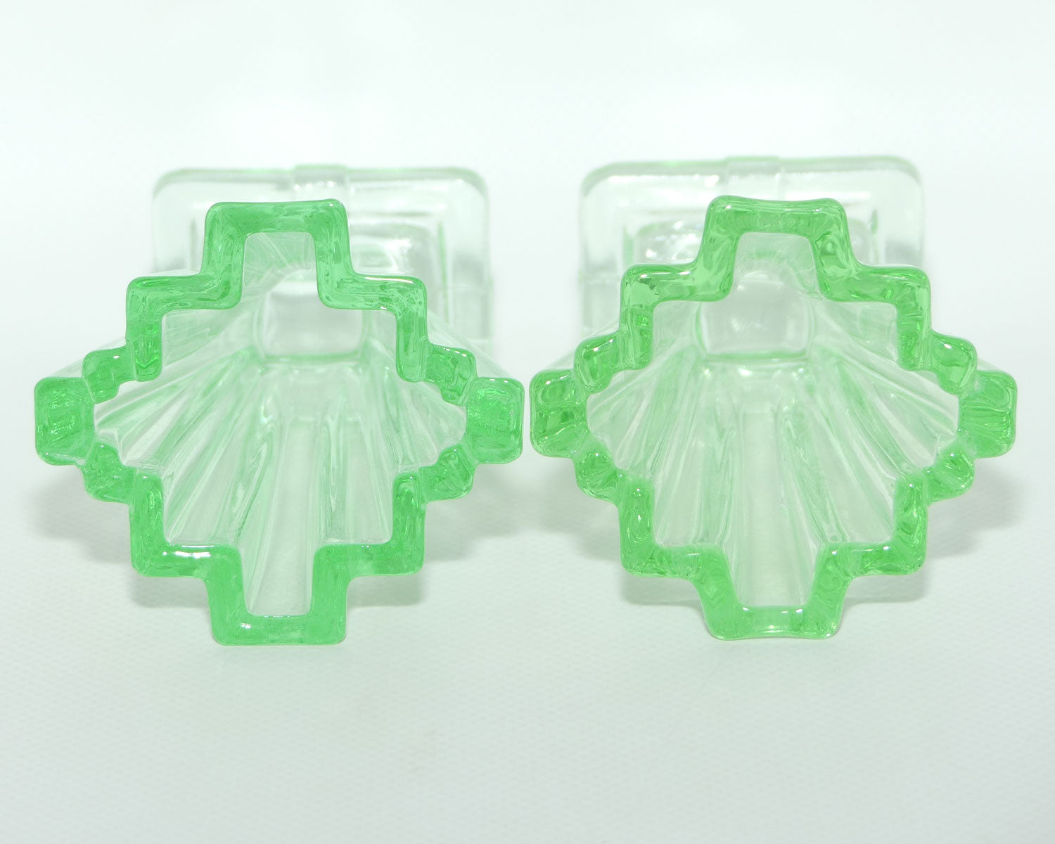 Bagley Glass UK Uranium Glass Grantham vases | Pair of 10cm tall | Uranium