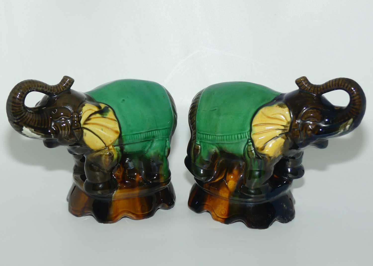 Pair of Decorative Elephant figures | Trunks in Salute