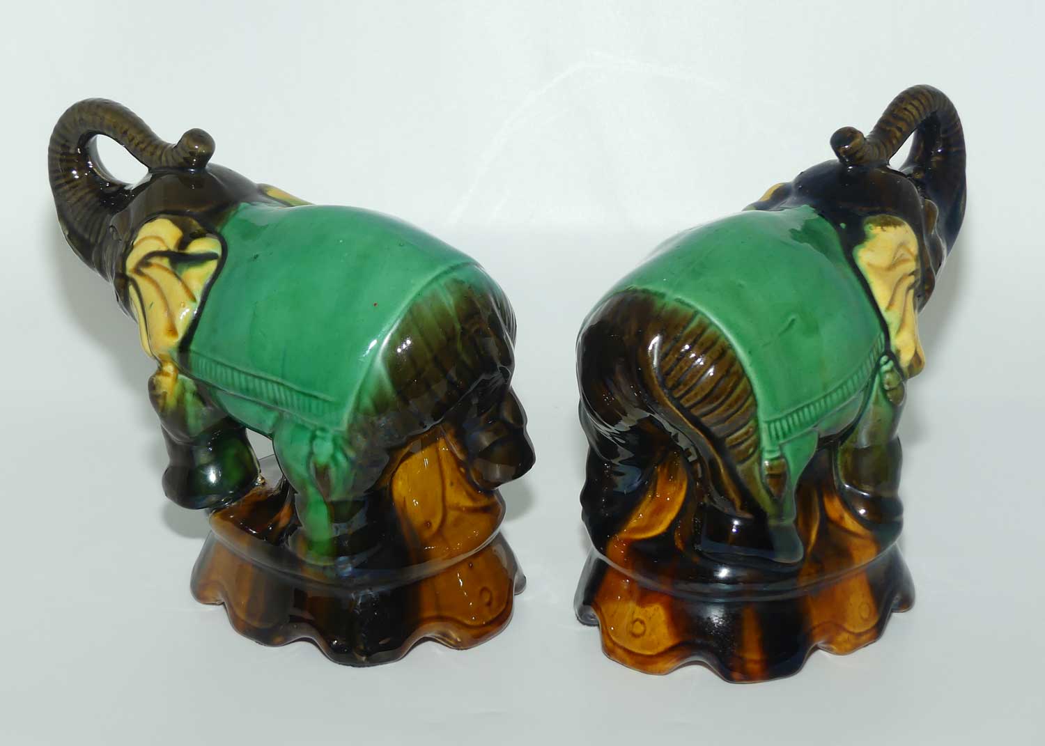 Pair of Decorative Elephant figures | Trunks in Salute