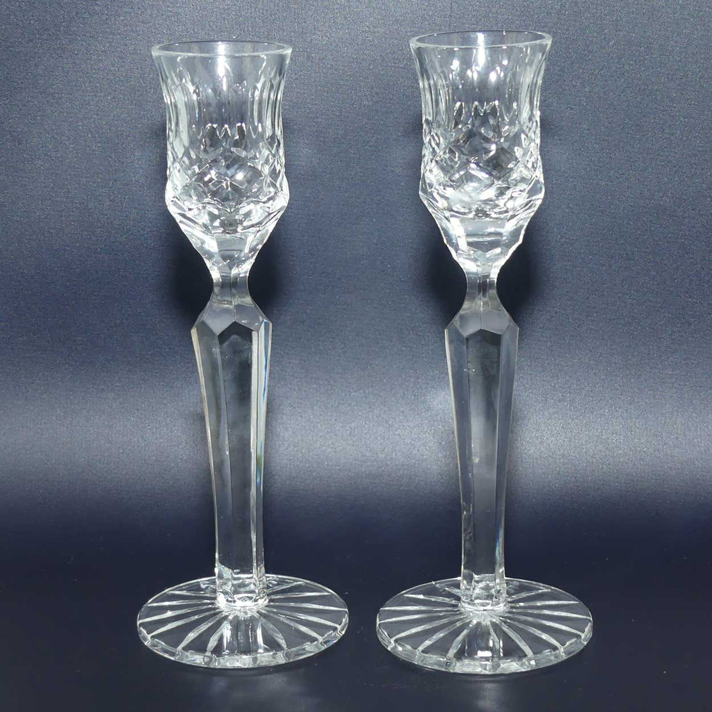 Pair of Fine hexagonal column Crystal candlesticks