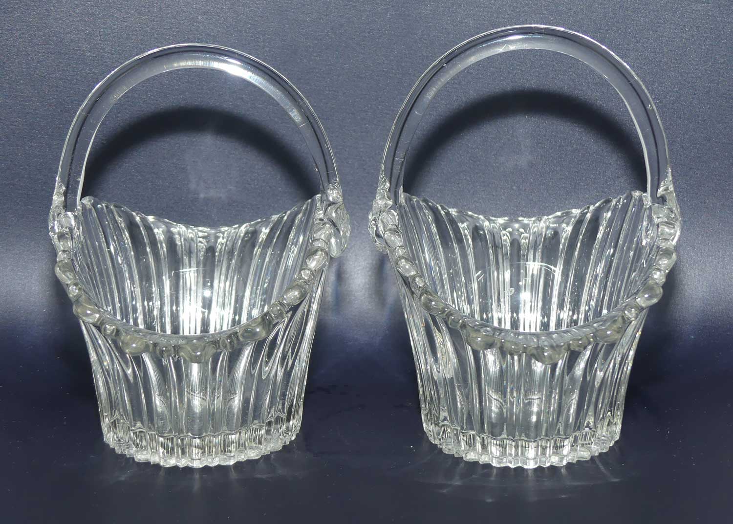 Pair of Clear Glass lolly baskets | Czechoslovakian