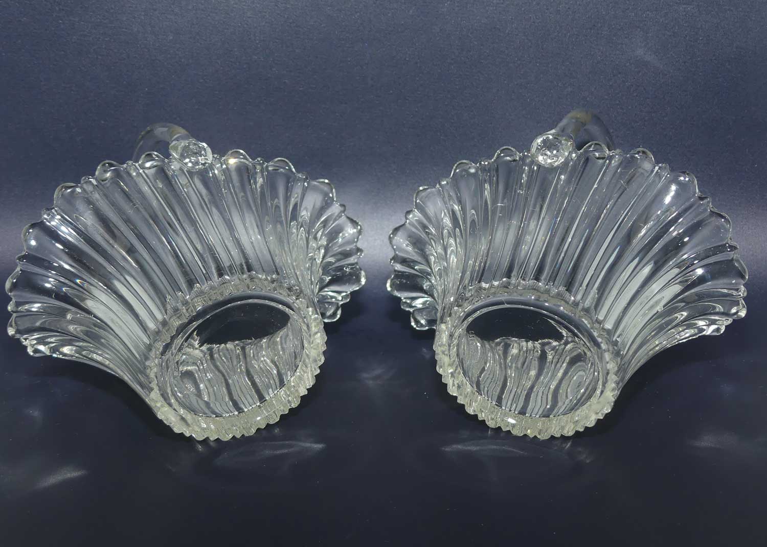 Pair of Clear Glass lolly baskets | Czechoslovakian
