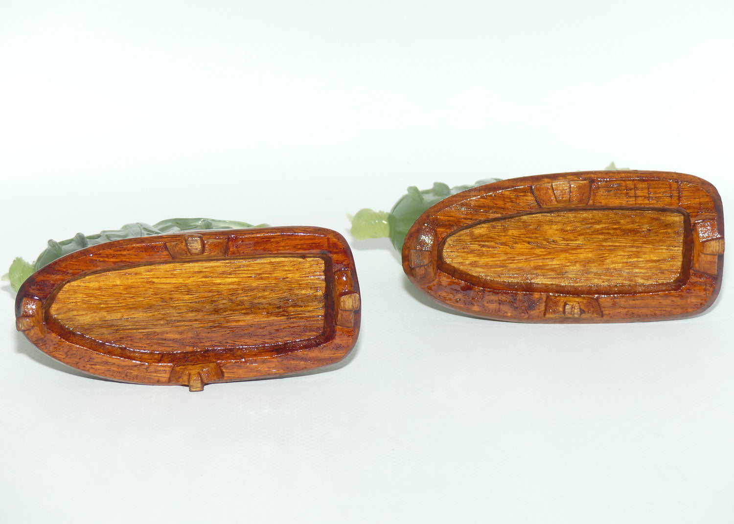 Mid 20th Century Chinese Green Jade | Hardstone pair of Horses fixed on wooden stands