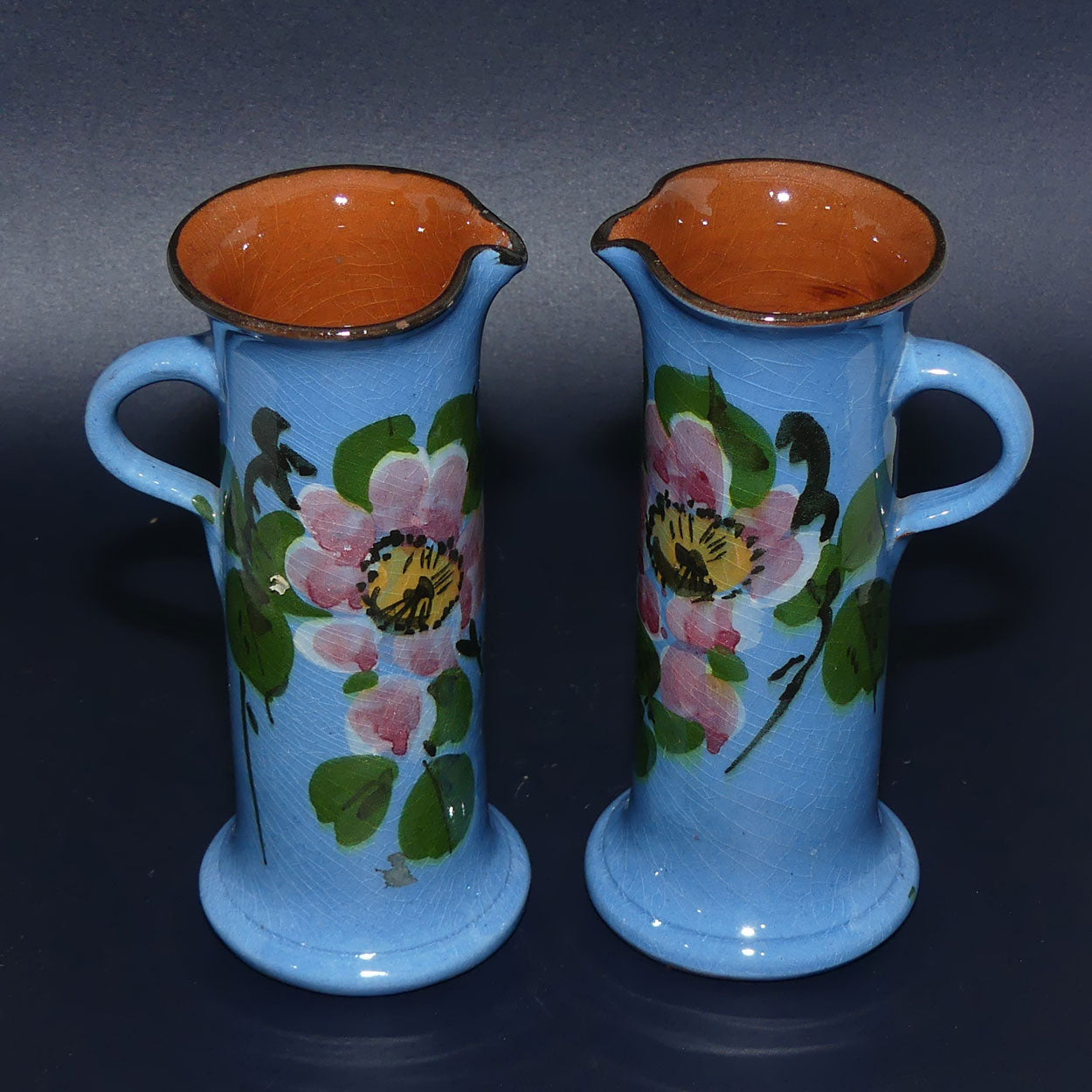 Torquay Ware | Motto Ware | Pair of Blue Floral decorated jugs