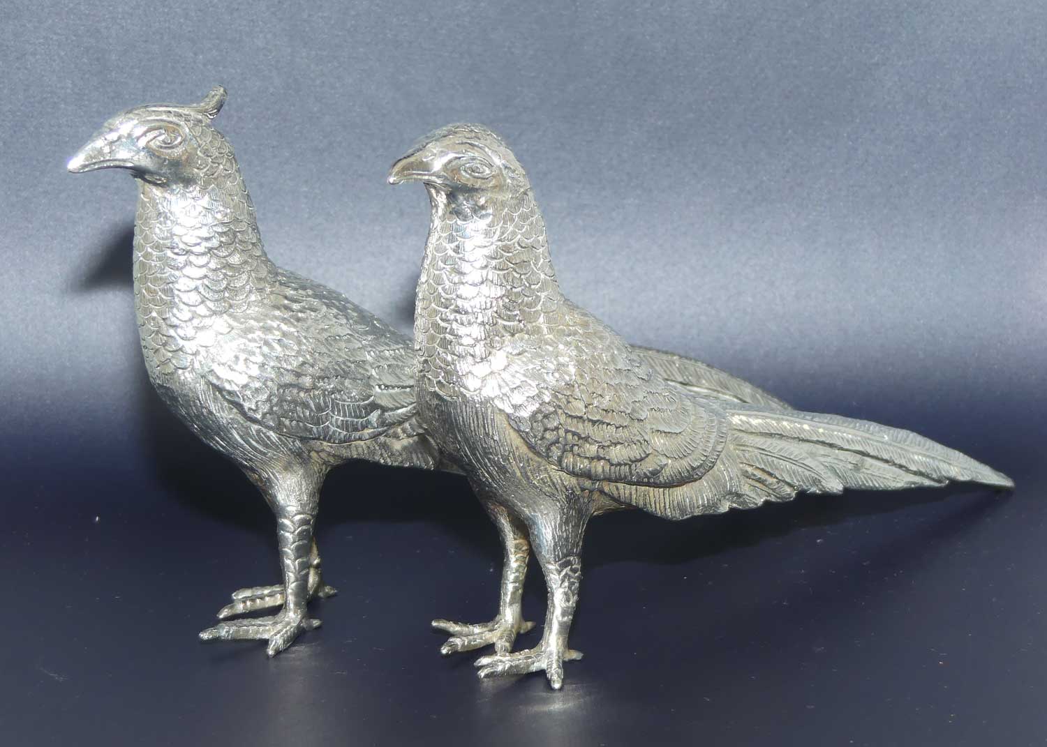 Pair of Silver Plated Pheasant figures