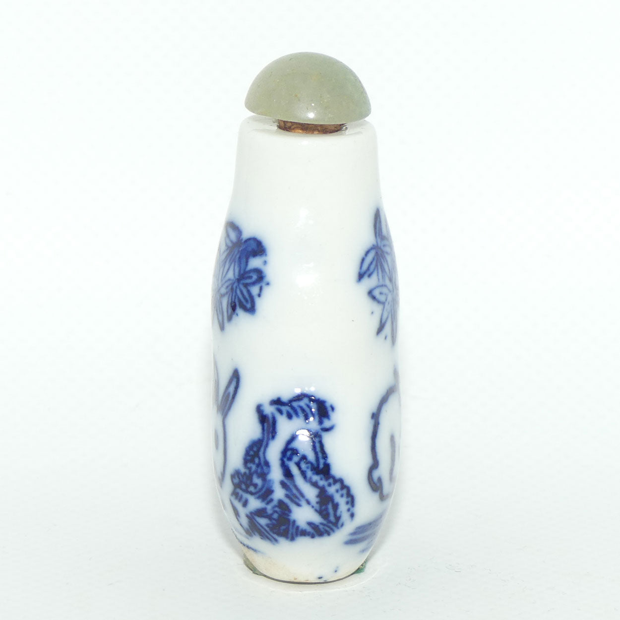 Chinese snuff bottle with greenstone stopper | Pair of Rabbits