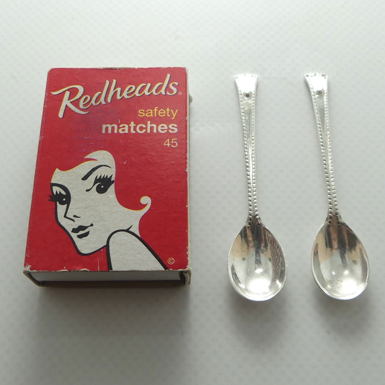 Pair of miniature Sterling Silver salt or cruet spoons | most likely Australian make
