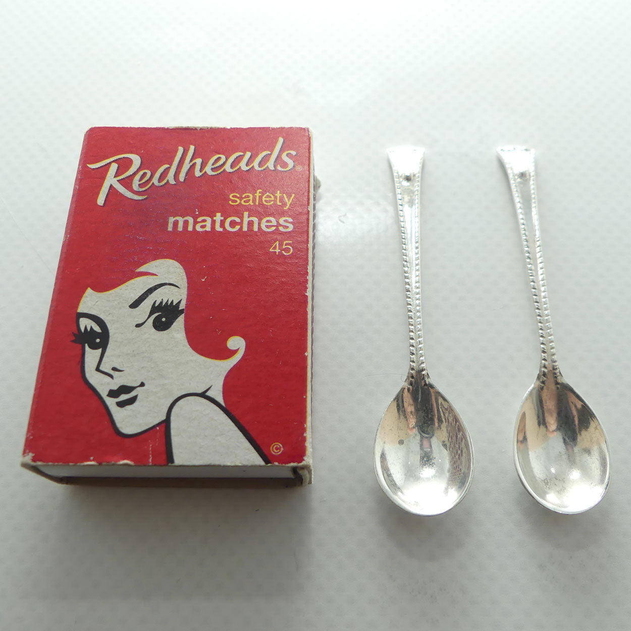 Pair of miniature Sterling Silver salt or cruet spoons | most likely Australian make