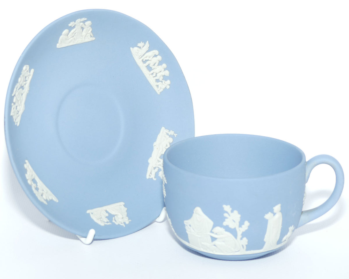 Wedgwood Jasper | White on Pale Blue cup and saucer | Grecian Scenes | #2