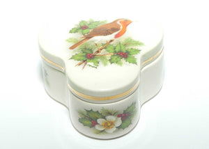 Palissy Trefoil shape Robin trinket box