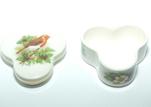 Palissy Trefoil shape Robin trinket box