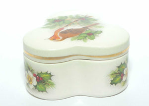 Palissy Trefoil shape Robin trinket box