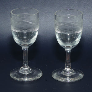 Pair of Edwardian Pall Mall Eyewasher style liqueur glasses