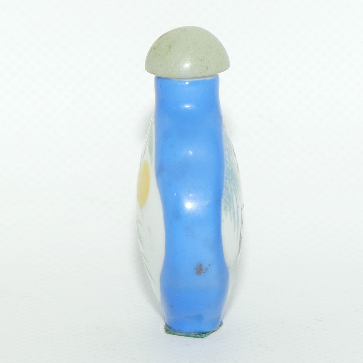 Chinese snuff bottle with greenstone stopper | Pandas on Blue