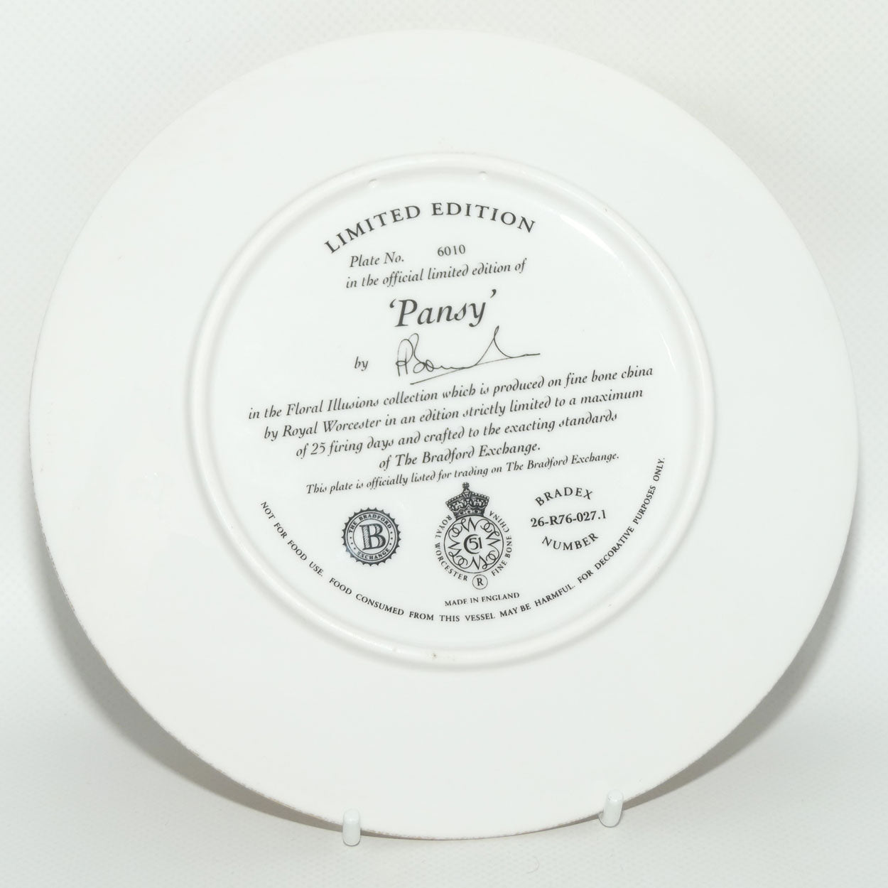 Bradex 26 R76 027.1 plate | Floral Illusions | Pansy