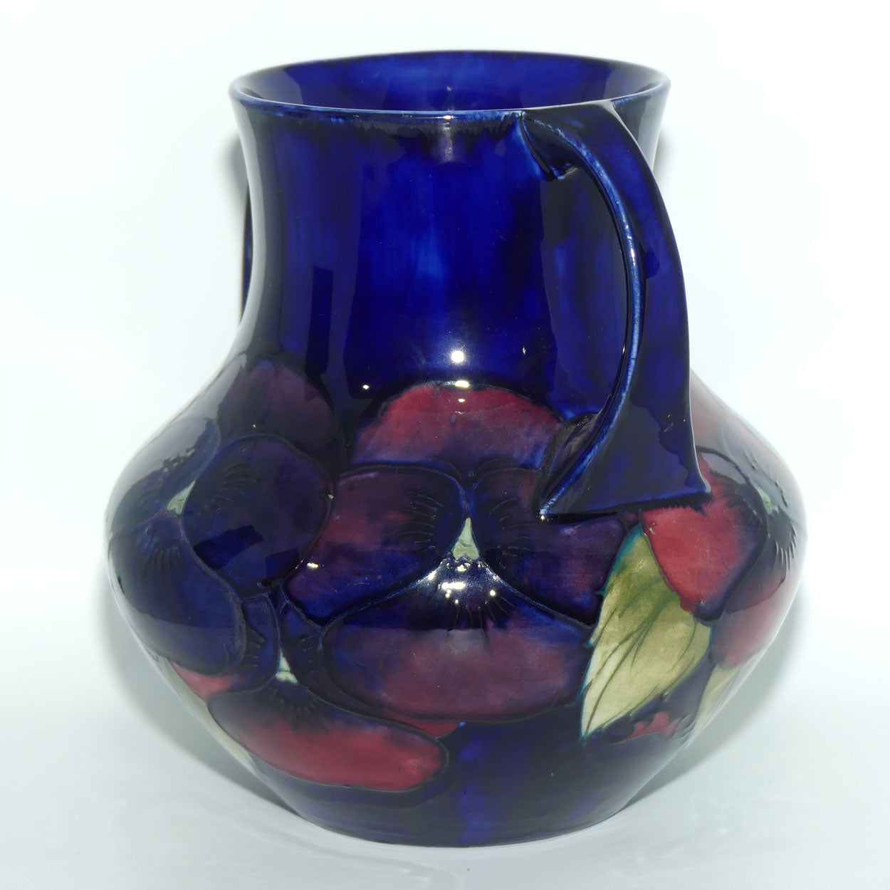 William Moorcroft Pansy 5/8 twin handled vase
