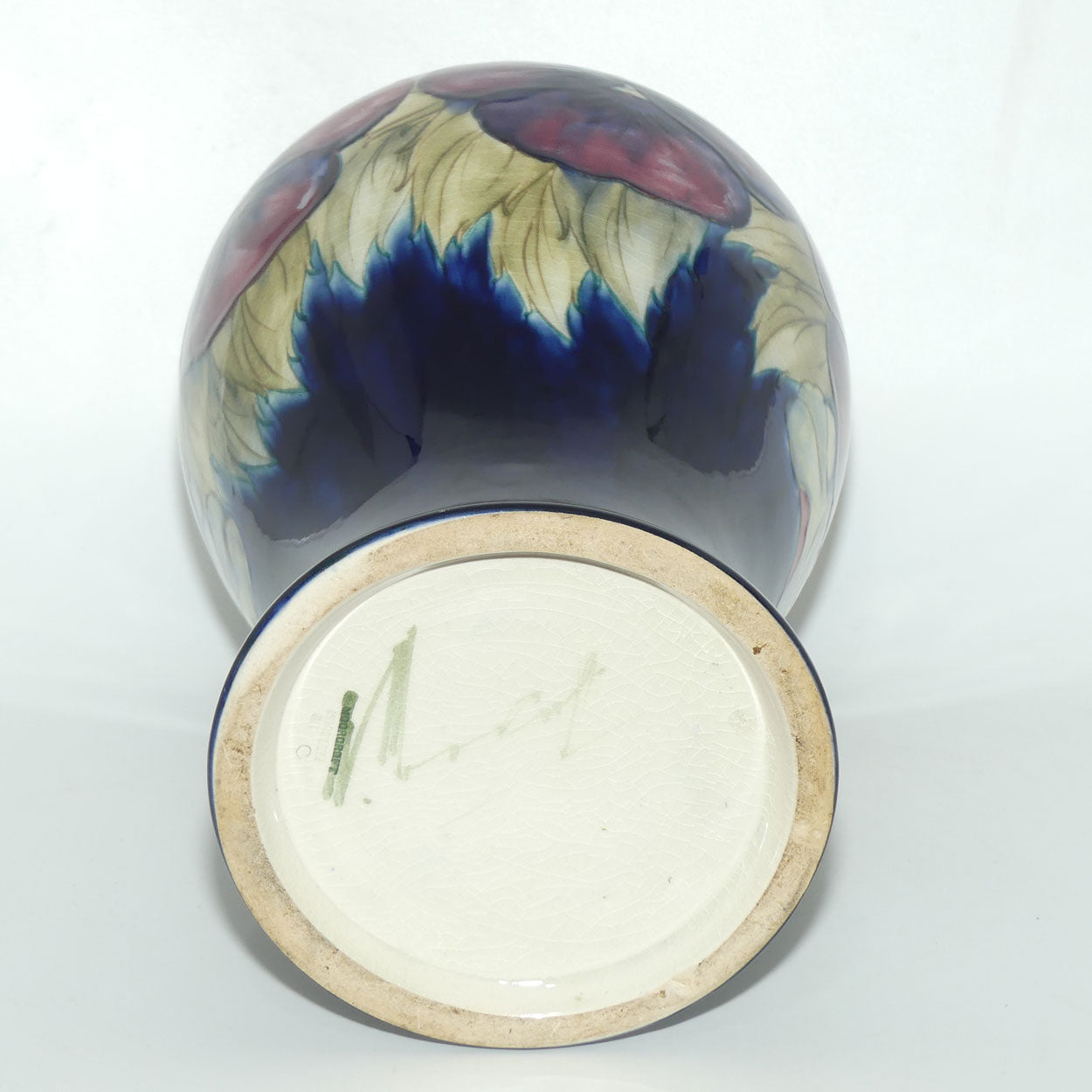 William Moorcroft Pansy on White tall vase | Shape 65/12