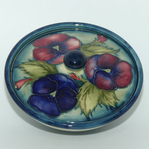 William Moorcroft Pansy lidded shallow powder bowl