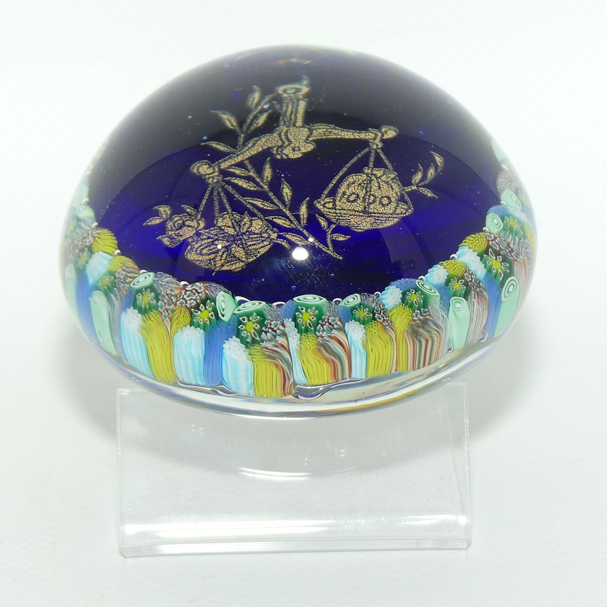 Vintage Murano Glass paperweight | Millefiori and Gilt Foil | 3 Fiori Murano