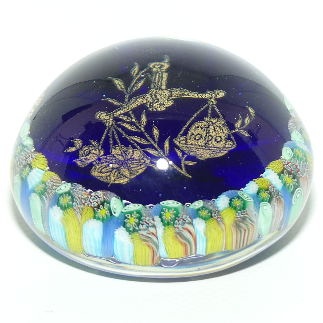 Vintage Murano Glass paperweight | Millefiori and Gilt Foil | 3 Fiori Murano