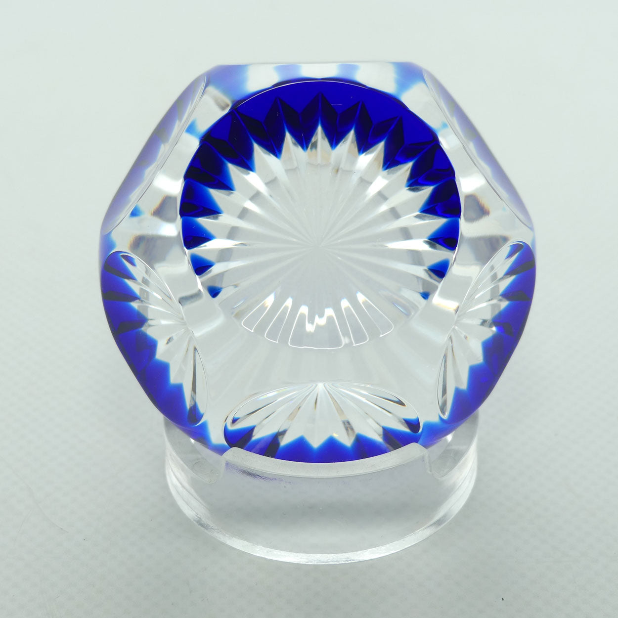 Baccarat France Facetted Blue and Clear Crystal paperweight