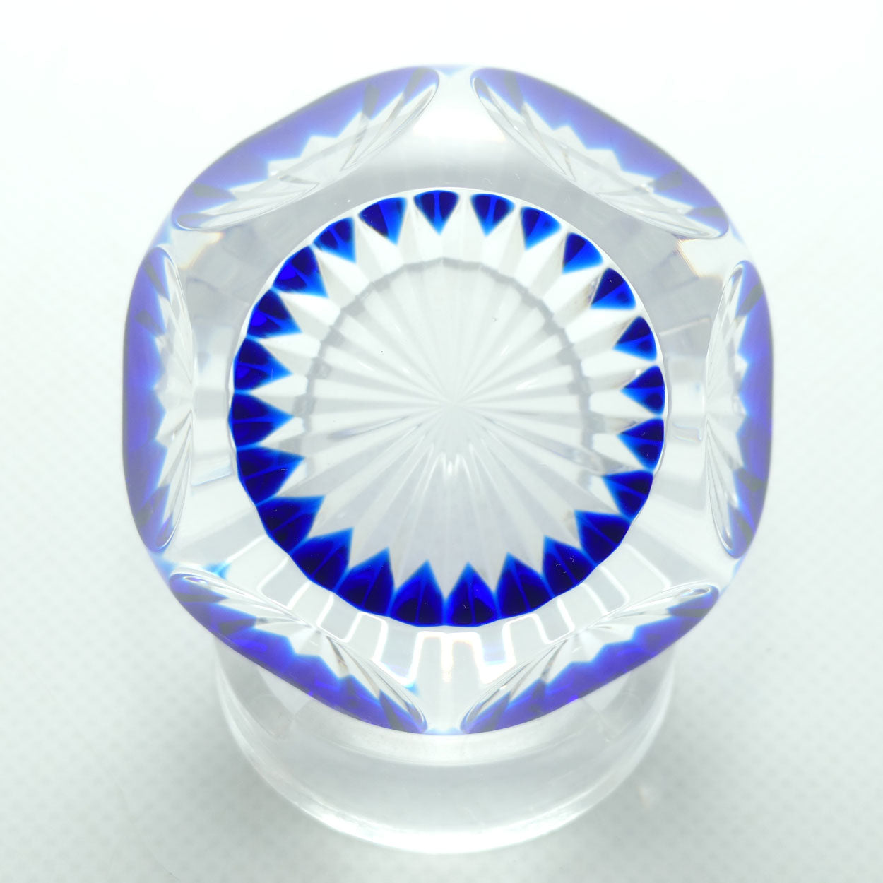 Baccarat France Facetted Blue and Clear Crystal paperweight