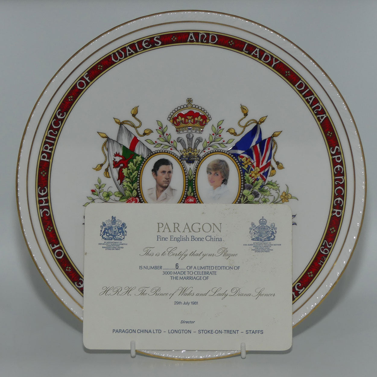Paragon Commemorative plate | Marriage of The Prince of Wales and Lady Diana Spencer | 29th July 1981