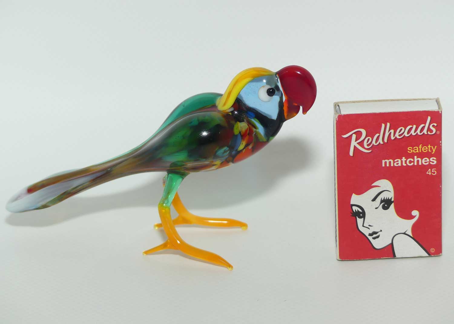 Fine quality Russian Lampwork Glass Parrot figure