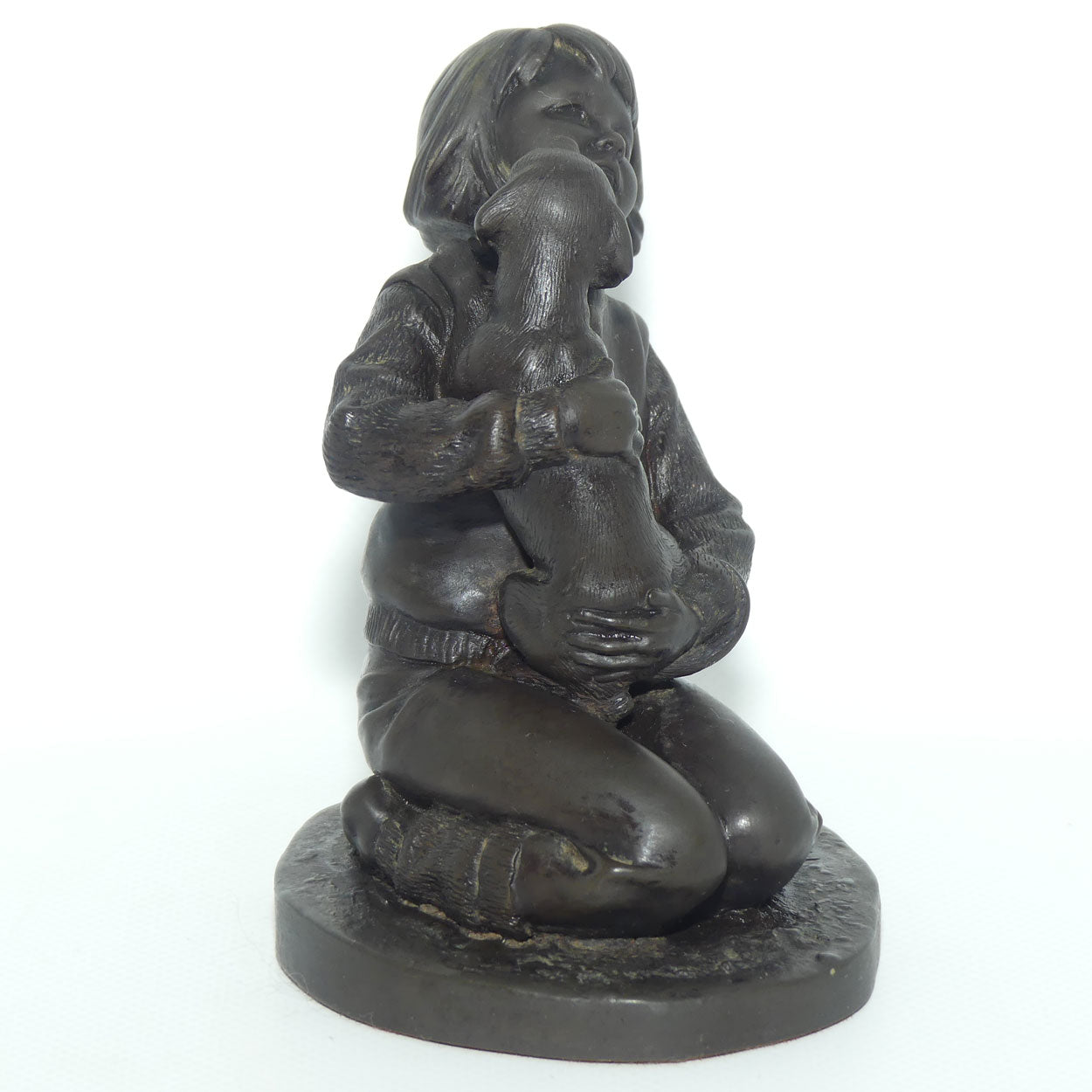 Heredities Cold Cast Bronze figure of a Girl with Puppy | Pauline Parsons