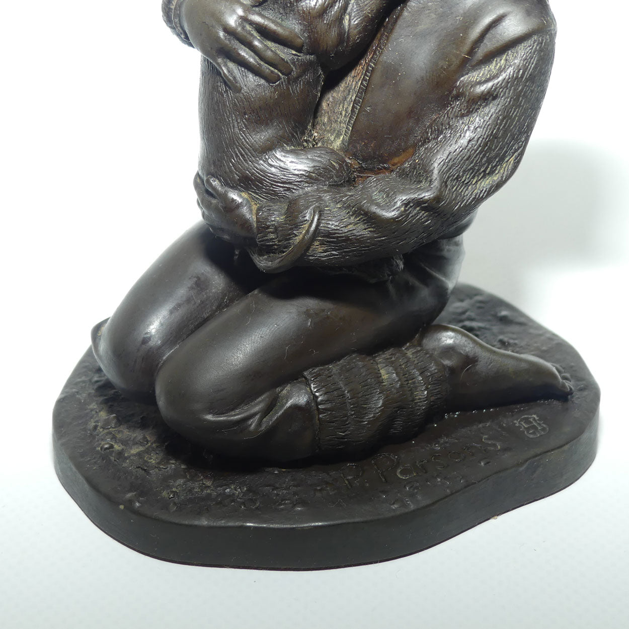 Heredities Cold Cast Bronze figure of a Girl with Puppy | Pauline Parsons