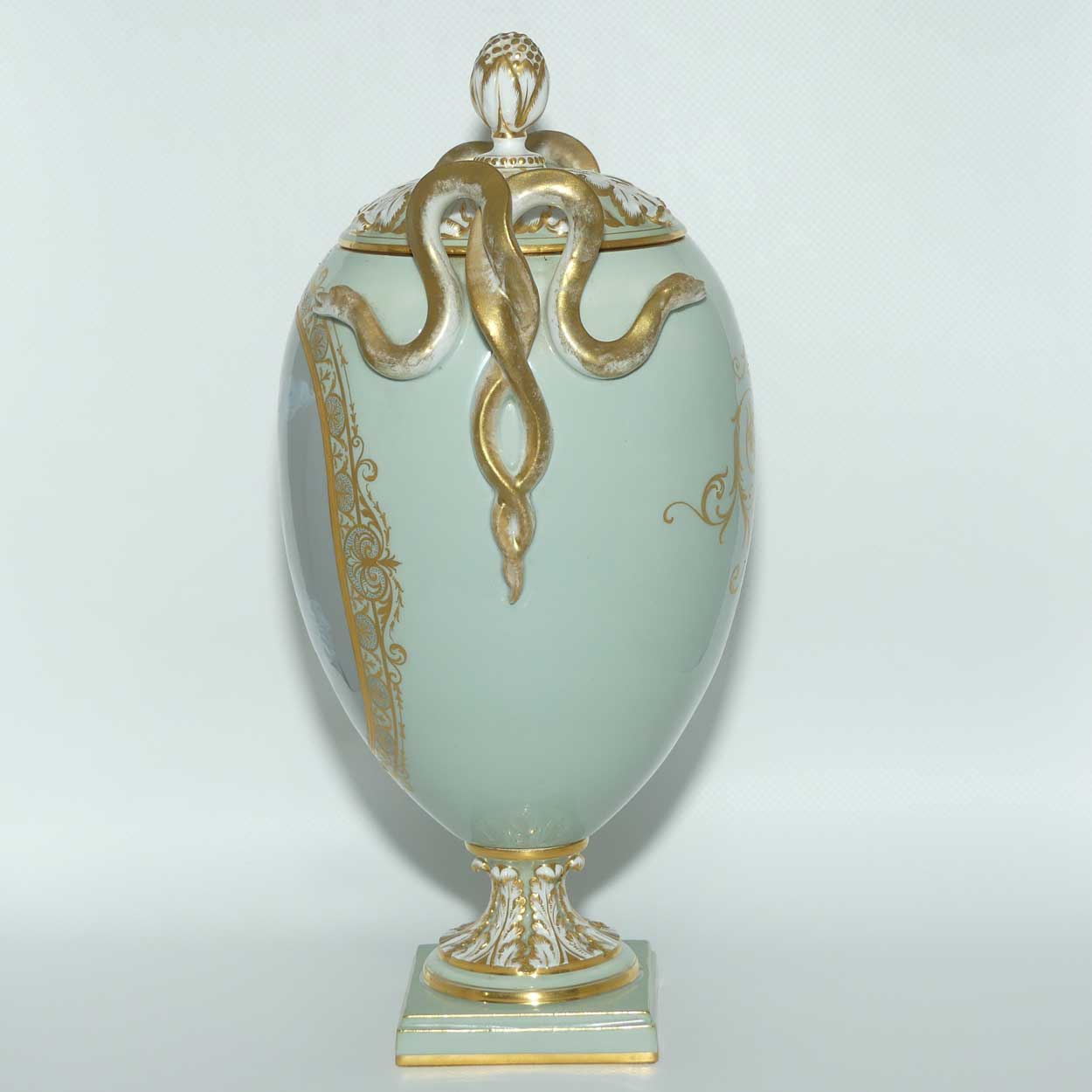 Meissen Pate sur Pate decoration Grecian maiden urn with serpentine handles