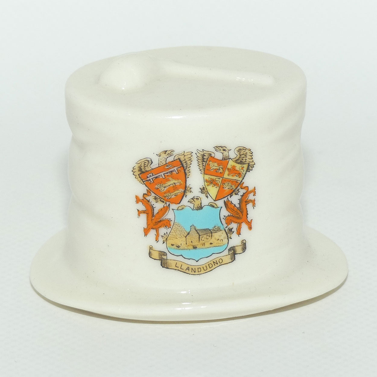 Shelley China souvenir miniature Pats Hat and Dudeen | Crested Llandudno Wales | c.1900