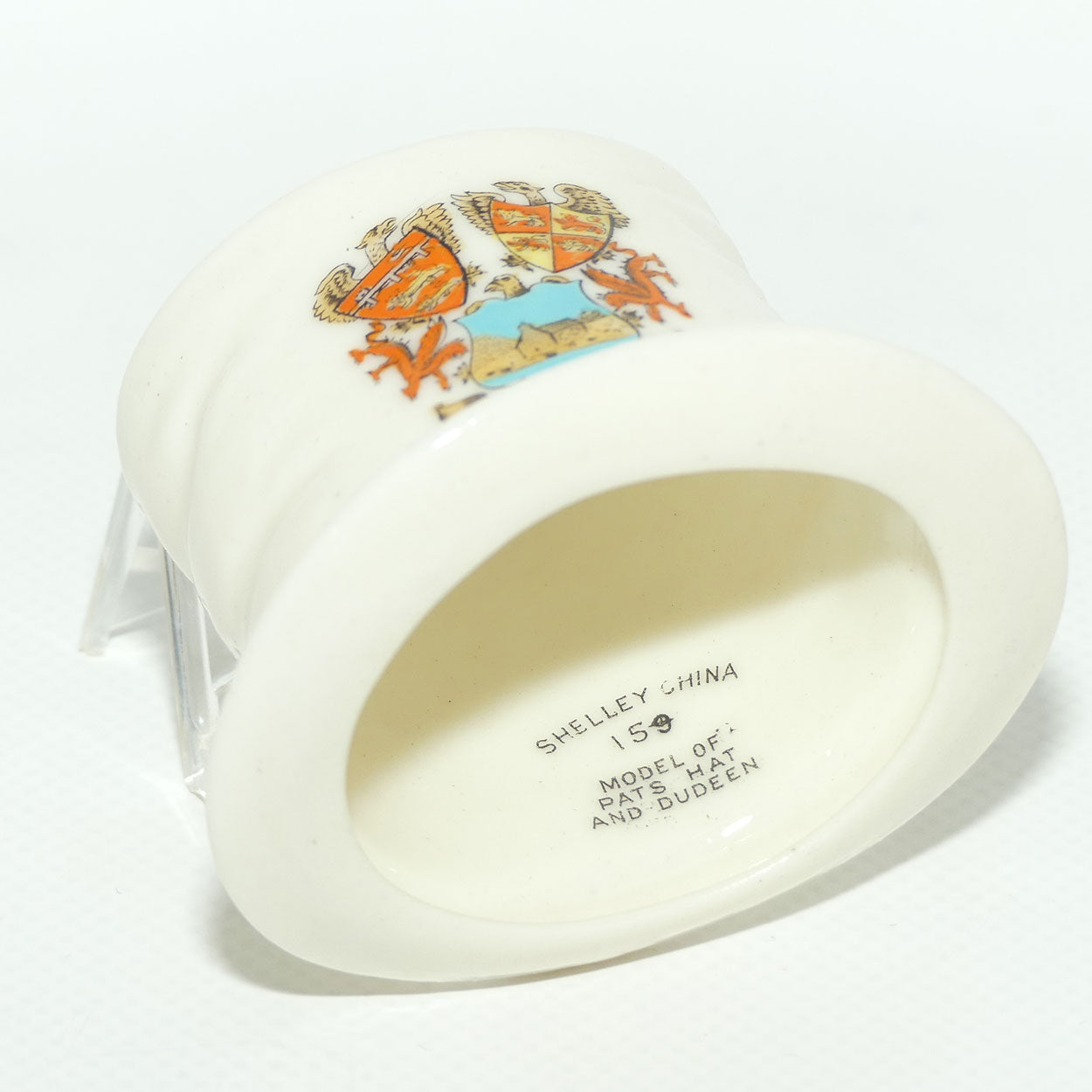 Shelley China souvenir miniature Pats Hat and Dudeen | Crested Llandudno Wales | c.1900