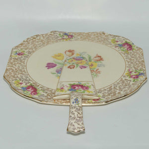 H & K Tunstall Petite Point Tapestry and Floral cake serving tray and server