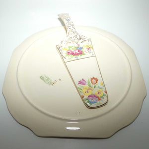 H & K Tunstall Petite Point Tapestry and Floral cake serving tray and server