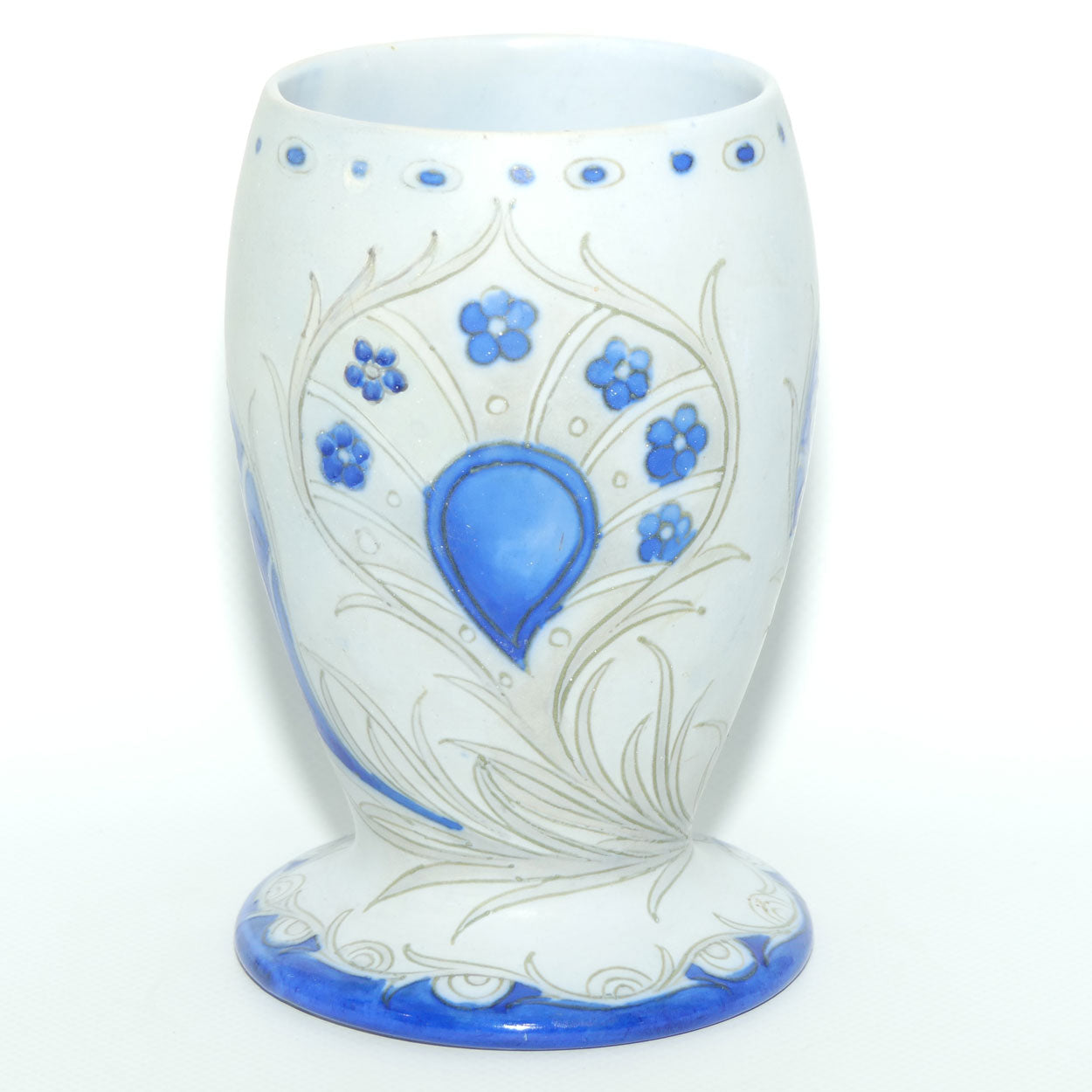 William Moorcroft Art Deco Peacock Feather vase | Salt Glaze