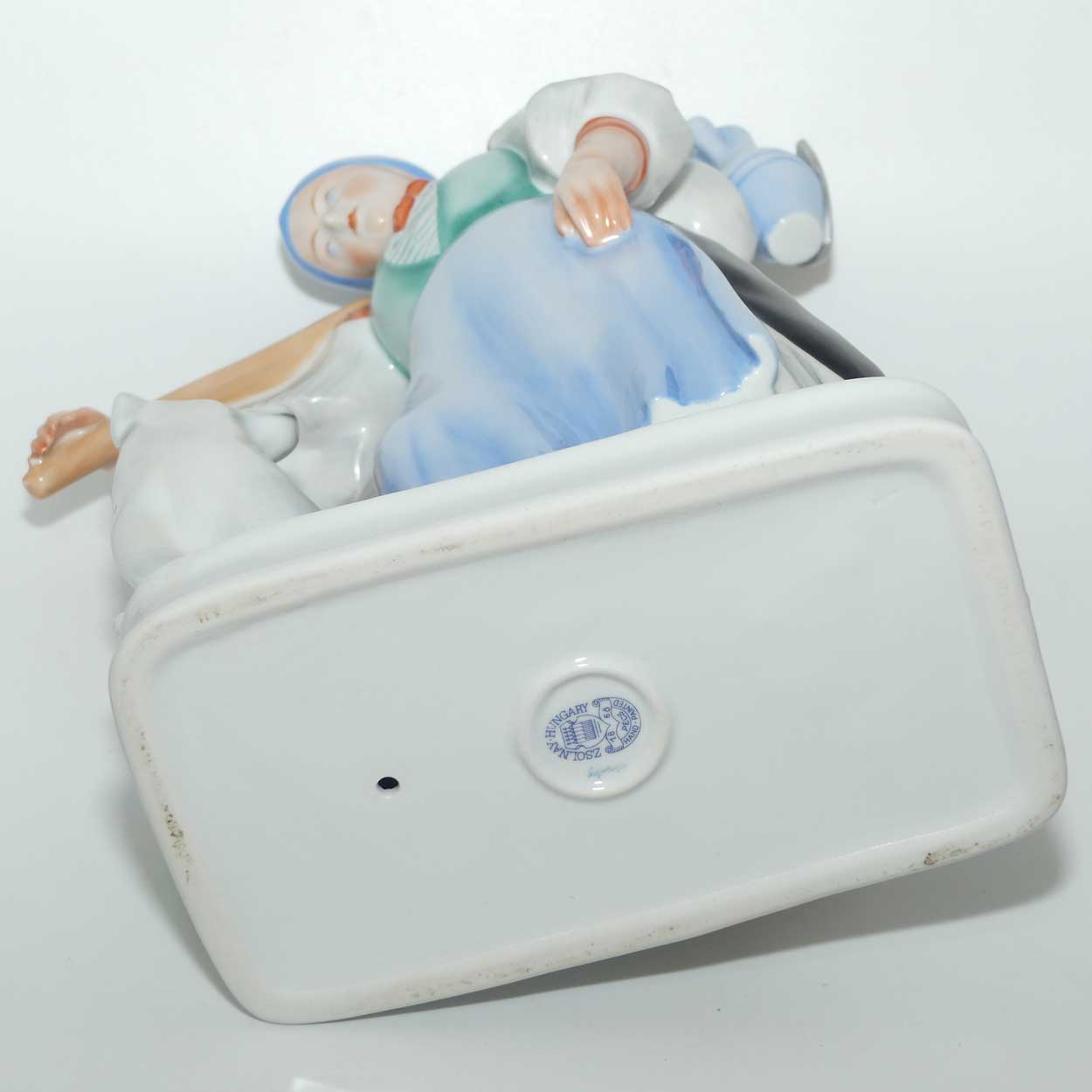 Zsolnay Hungary figure | Peasant Woman and Dog | large