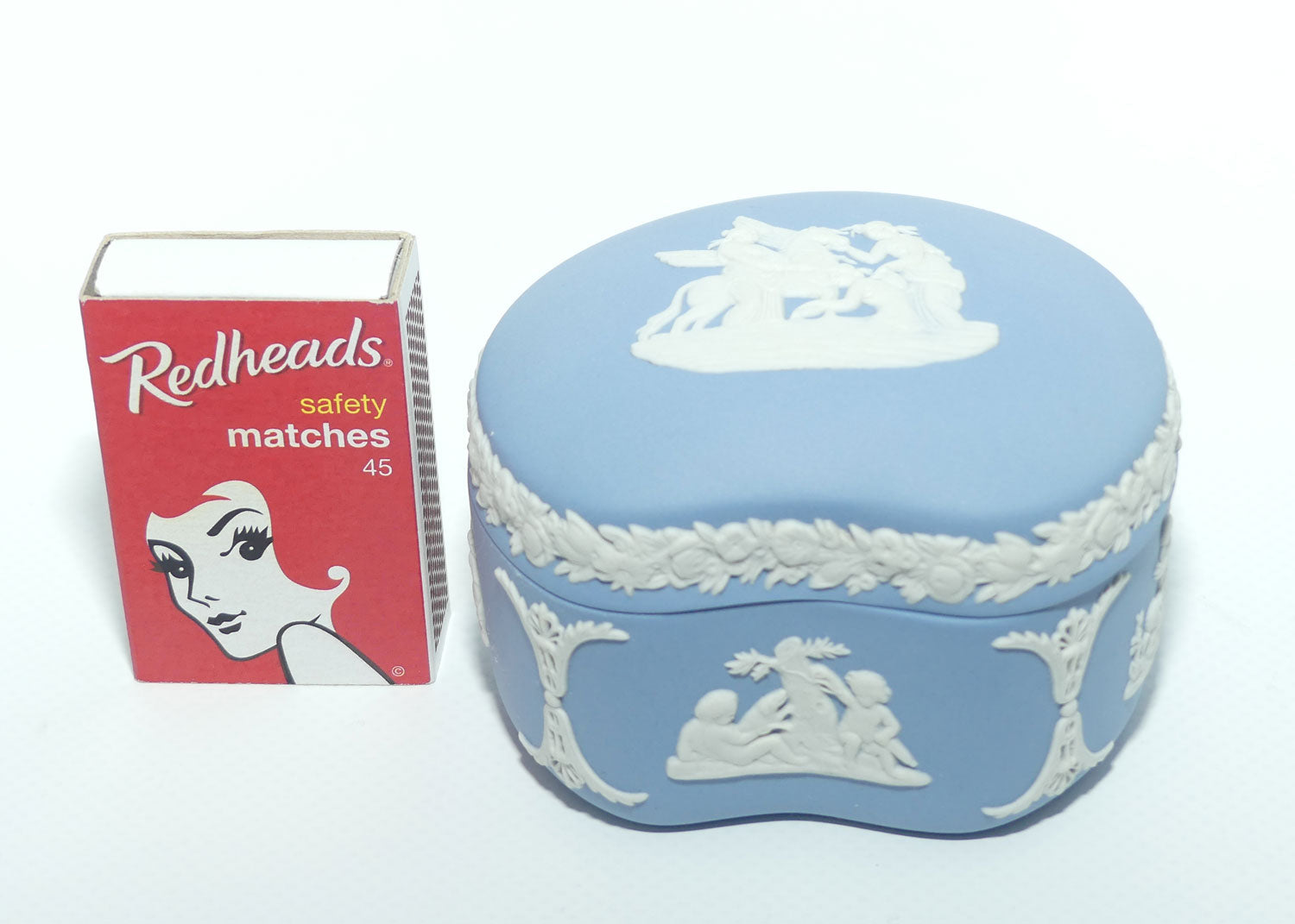 Wedgwood Jasper | White on Pale Blue | Maidens and Pegasus Bean Shape trinket