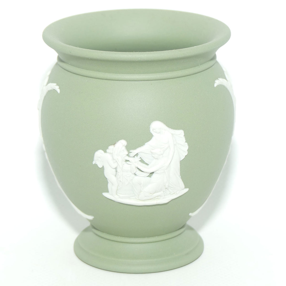 Wedgwood Jasper | White on Sage Green | Grecian Maidens and Pegasus vase