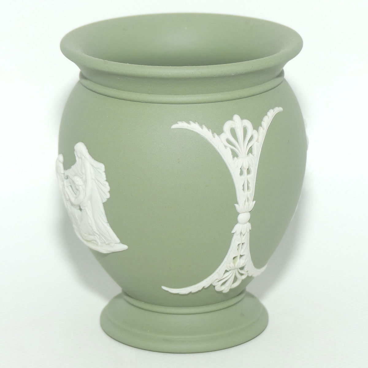Wedgwood Jasper | White on Sage Green | Grecian Maidens and Pegasus vase