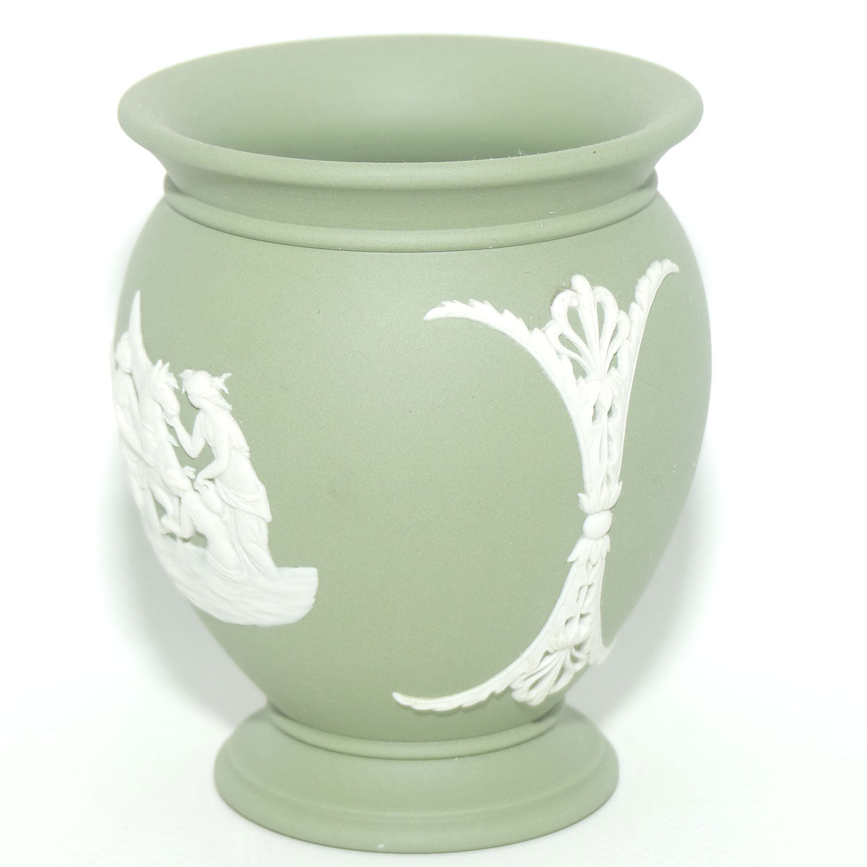 Wedgwood Jasper | White on Sage Green | Grecian Maidens and Pegasus vase