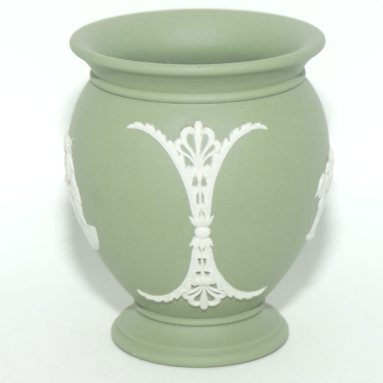 Wedgwood Jasper | White on Sage Green | Grecian Maidens and Pegasus vase