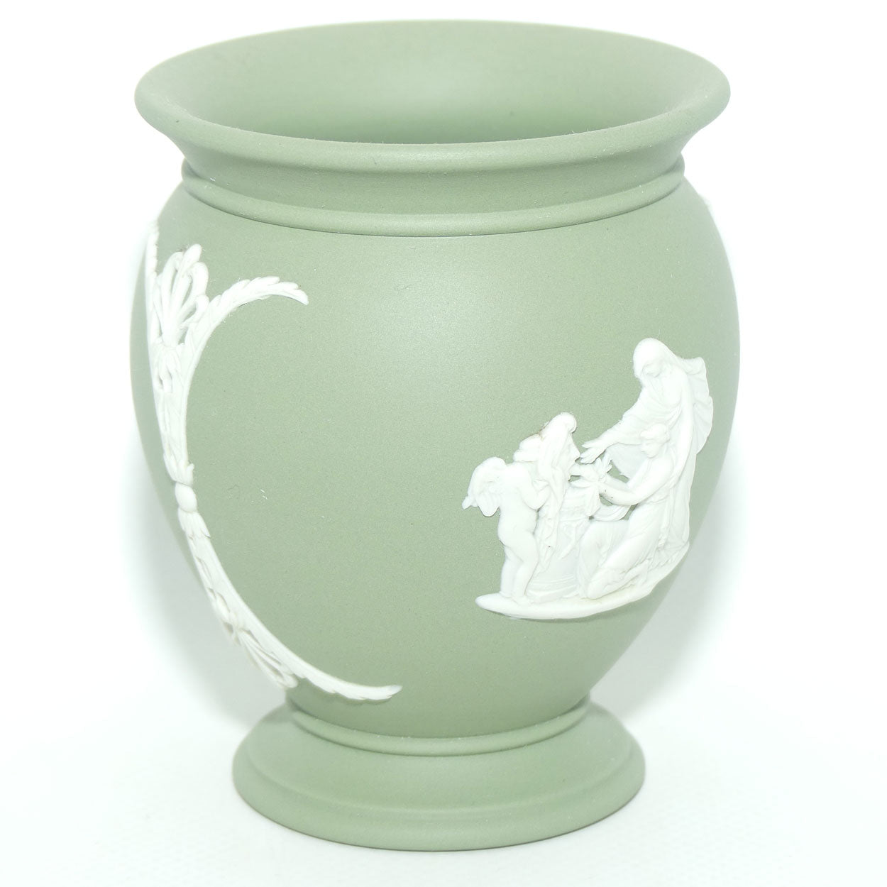 Wedgwood Jasper | White on Sage Green | Grecian Maidens and Pegasus vase