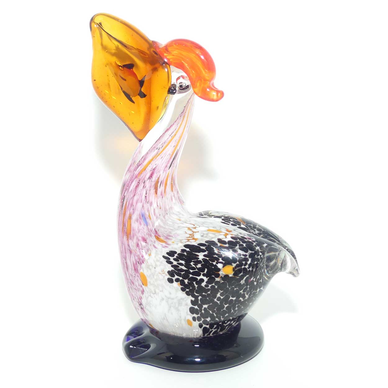 Studio Art Glass Pelican with Fish in Beak